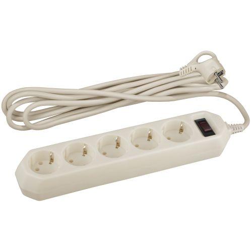 Удлинитель с сетевым фильтром 5х3м USF-5es-3m-I с заземл с выкл. ПВС 3х0.75 сл. кость ЭРА Б0019035