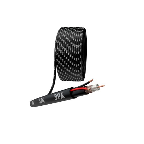 Кабель для аналогового видеонаблюдения ЭРА K-0.5-PE КВК-П-2 +2x0.5 мм кв. чёрный