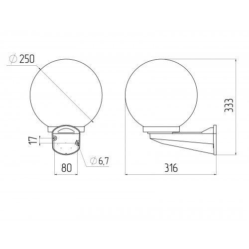 НБУ 01-60-251 , шар опал с настенным крепежом D=250 mm (1/30) ЭРА (Б0048075)