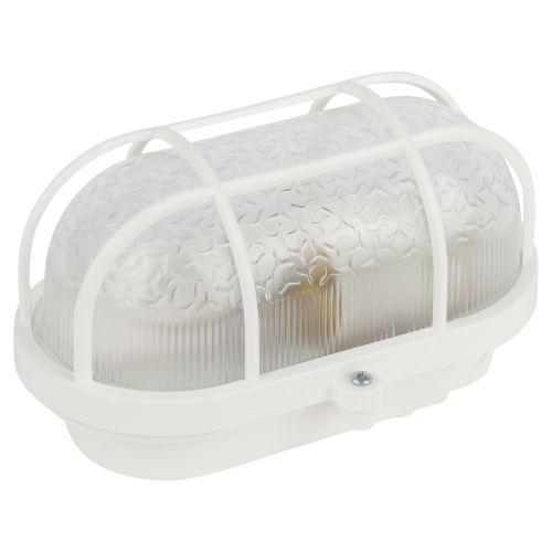 Светильник с решеткой Евро пластик/стекло IP53 E27 max 60Вт 184х115х90 овал белый НБП 01-60-002 ЭРА (Б0052015)