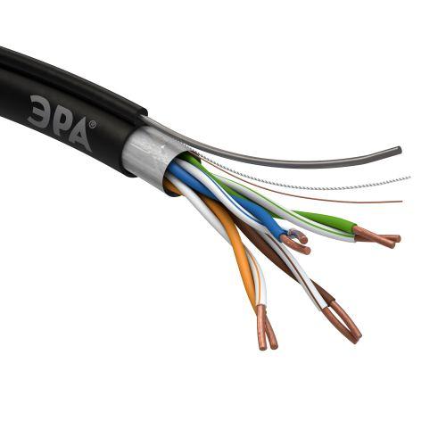 Витая пара F/UTP Cat5e 4x2x24 AWG CU PE + ТРОС OUTDOOR 305 м (Б0044690)