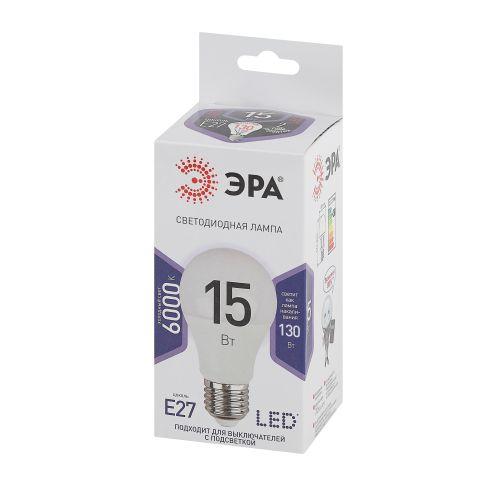 Лампа светодиодная A60-15W-860-E27 грушевидная 1200лм ЭРА Б0031396