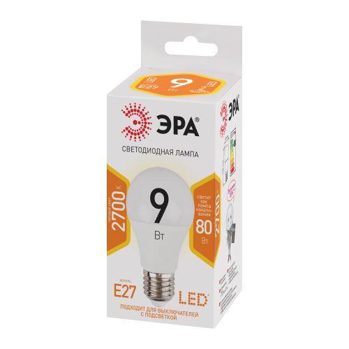 Лампа светодиодная A60-9W-827-E27 грушевидная 720лм ЭРА Б0032246