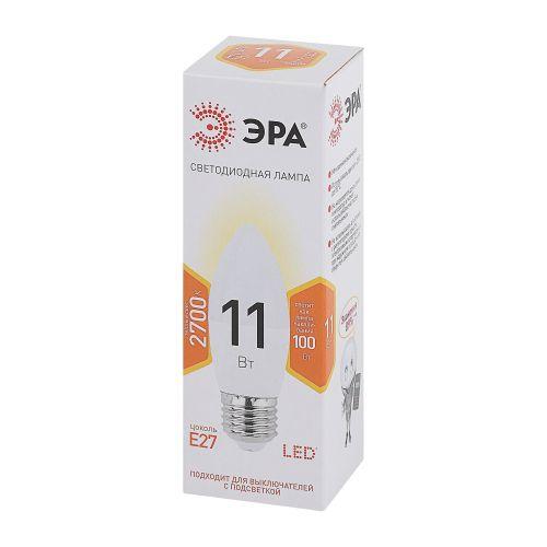Лампа светодиодная B35-11W-827-E27 свеча 880лм ЭРА Б0032981