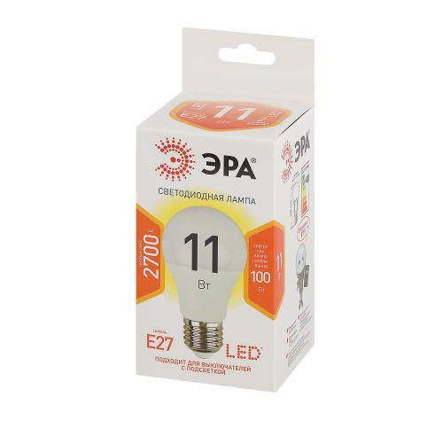 Лампа светодиодная A60-11w-827-E27 грушевидная 880лм ЭРА Б0017233/Б0030910
