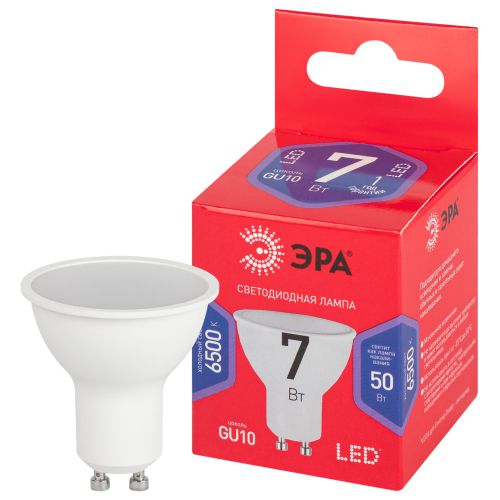 Лампа светодиодная RED LINE LED MR16-7W-865-GU10 R 7Вт MR16 софит 6500К холод. бел. GU10 Эра Б0045350