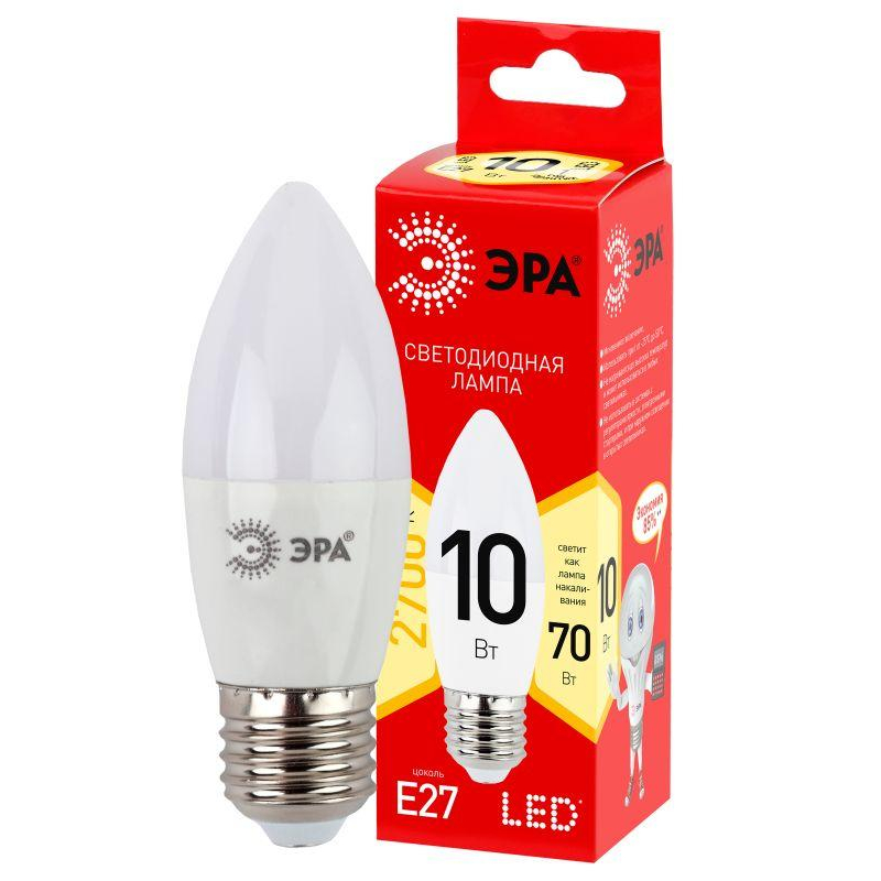 Лампа светодиодная LINE LED B35-10W-827-E27 R B35 10Вт свеча E27 тепл. бел. ЭРА Б0052377