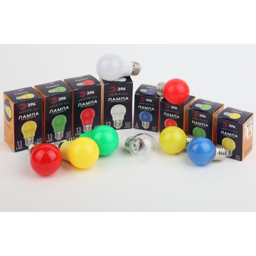 Лампа светодиодная ERARL45-E27 P45 1Вт шар красн. E27 4SMD для белт-лайт ЭРА Б0049575