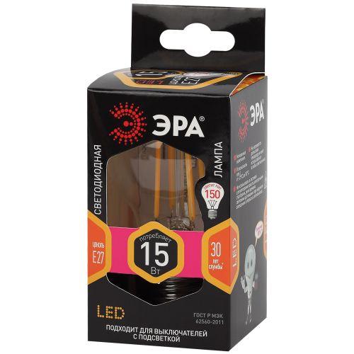 Лампа светодиодная филаментная F-LED A60-15W-827-E27 A60 15Вт груша E27 тепл. бел. ЭРА Б0046981