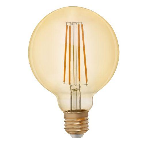 Лампа F-LED G95-7W-824-E27 gold (филамент шар зол. 7Вт тепл. E27) (20/420) ЭРА Б0047662