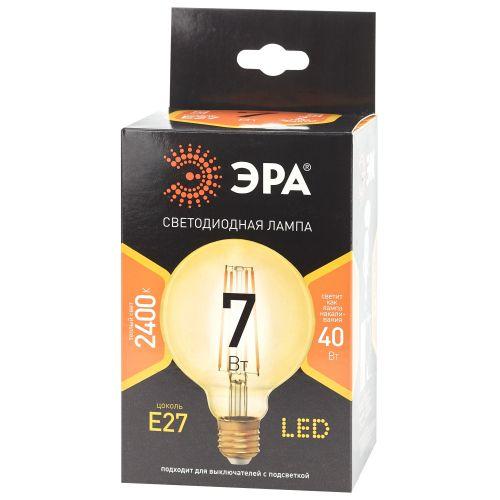 Лампа F-LED G95-7W-824-E27 gold (филамент шар зол. 7Вт тепл. E27) (20/420) ЭРА Б0047662