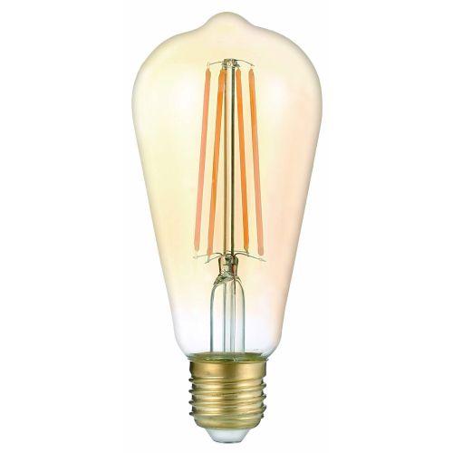 Лампа F-LED ST64-7W-824-E27 gold (филамент зол. 7Вт тепл. E27) (20/960) ЭРА Б0047664