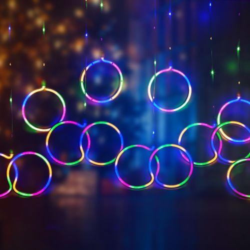 Гирлянда светодиодная Занавес "Неоновые кольца" EGNIG-RI 2.4х0.65м 520LED мультиколор IP20 220В 8 режимов Эра Б0051878