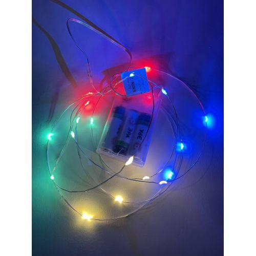 Гирлянда светодиодная "Нить" 2м 20LED АА IP20 мультиколор ЭРА Б0041983