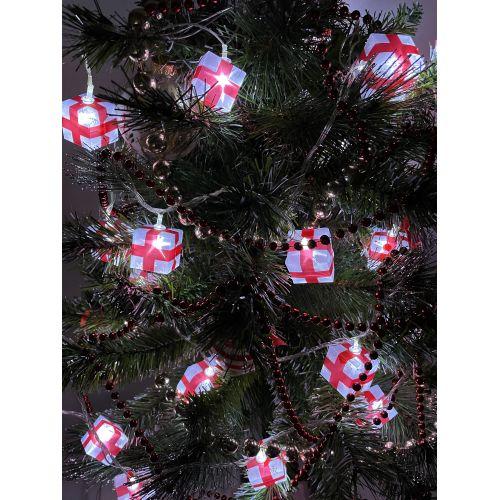 Гирлянда светодиодная "Нить Подарки" 3м 20LED 8 режимов 220В IP20 хол. свет ЭРА Б0041895