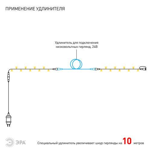 Гирлянда светодиодная "Нить" 5м 48LED 24В IP44 тепл. свет ( без трансформатора Б0041911) ЭРА Б0041904