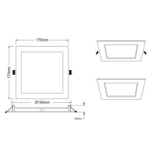 Светильник светодиодный 2-12 12Вт 220В 4000К квадратный Эра Б0017491