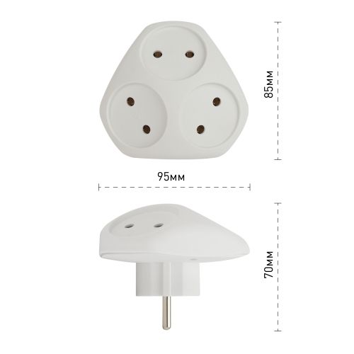 Разветвитель 3-м без заземл. 10А IP20 SPx-3-W бел. Эра Б0053481