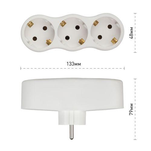 Разветвитель 3-м с заземл. 16А IP20 SPx-3e-W бел. Эра Б0053479