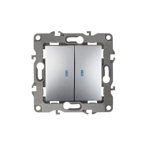 Выключатель 2-кл. СП Эра12 12-1105-03 10А IP20 250В 10AX с подсветкой механизм алюм. Эра Б0014659