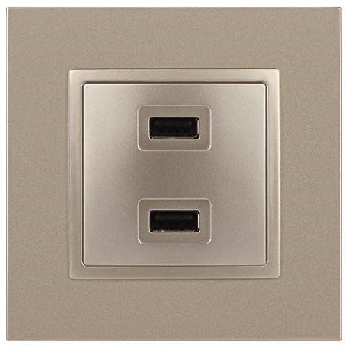 Устройство зарядное USB, 5В-2100мА, Эра Elegance, шампань, 14-4110-04 (Б0034371)