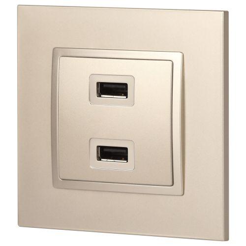 Устройство зарядное USB, 5В-2100мА, Эра Elegance, шампань, 14-4110-04 (Б0034371)