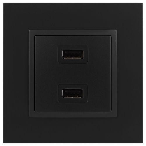 Устройство зарядное USB, 5В-2100мА, Эра Elegance, антрацит, 14-4110-05 (Б0034373)