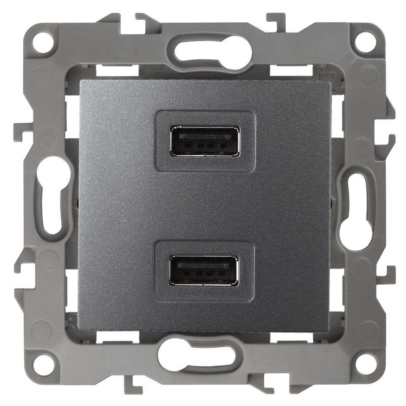 Устройство зарядное USB, 5В-2100мА, Эра12, графит, 12-4110-12 (Б0027497)