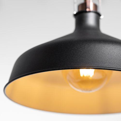 Светильник подвесной декоративный PL2 BK/RC E27 max 60W, d300 мм, шагрень черный/медь ЭРА (Б0037413)