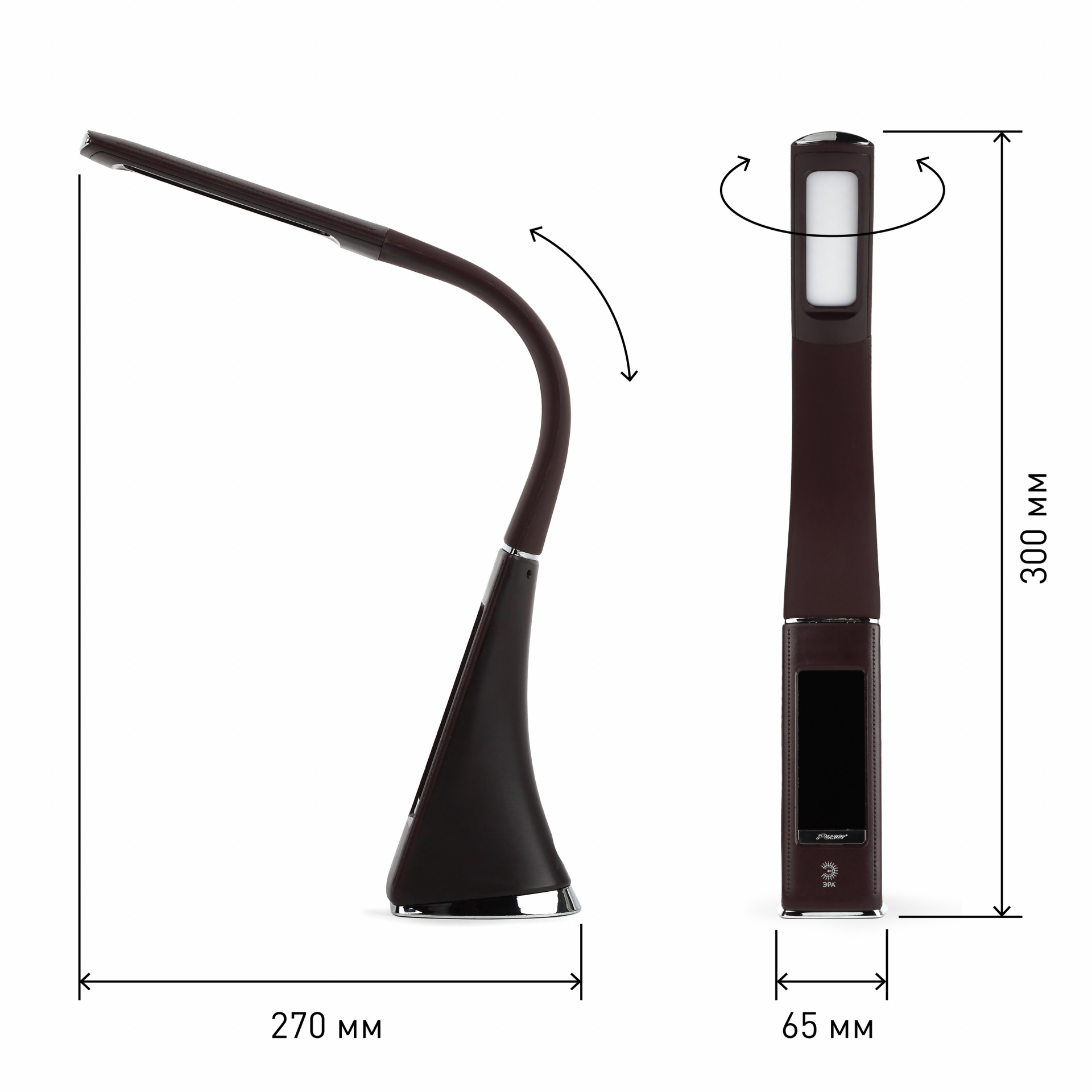 NLED-461-7W-BR Светильники настольные ЭРА NLED-461-7W-BR коричневый наст.светильник (Б0031610)