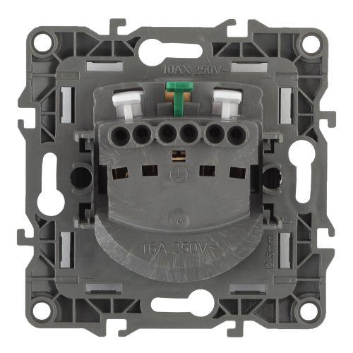 Розетка 1-м СП Эра12 12-2001-04 16А IP20 16AX 250В 2P+E Schuko без монтаж. лапок механизм шампань Эра Б0014684