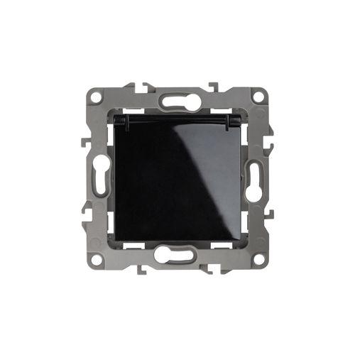 Розетка 1-м СП Эра12 12-2103-06 16А IP20 16AX 250В 2P+E Schuko защ. шторки с крышкой механизм черн. Эра Б0014698