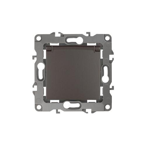Розетка 1-м СП Эра12 12-2103-13 16А IP20 16AX 250В 2P+E Schuko защ. шторки с крышкой механизм бронз. Эра Б0019328