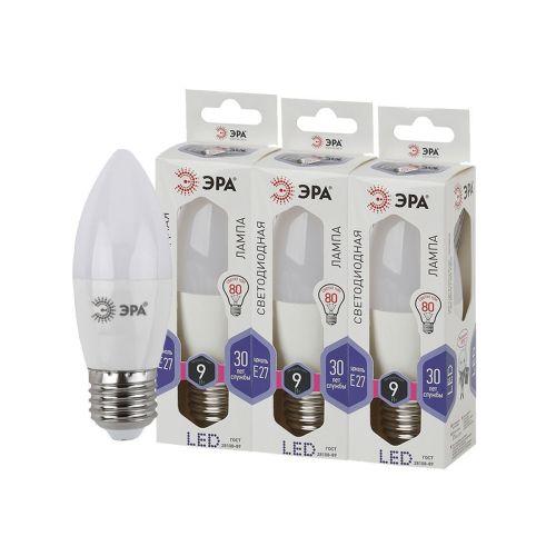 Лампа светодиодная B35-9W-860-E27 свеча 720лм ЭРА Б0031410