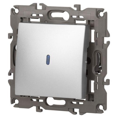 Выключатель 1-кл. СП Эра Elegance 14-1102-03 10А IP20 250В 10AX с подсветкой механизм алюм. Эра Б0034217