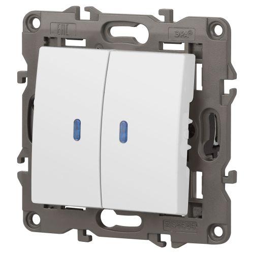 Выключатель 2-кл. СП Эра Elegance 14-1105-01 10А IP20 250В 10AX с подсветкой механизм бел. Эра Б0034237