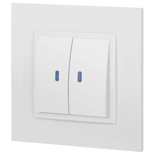 Выключатель 2-кл. СП Эра Elegance 14-1105-01 10А IP20 250В 10AX с подсветкой механизм бел. Эра Б0034237