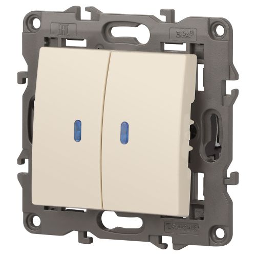 Выключатель 2-кл. СП Эра Elegance 14-1105-02 10А IP20 250В 10AX с подсветкой механизм сл. кость Эра Б0034238