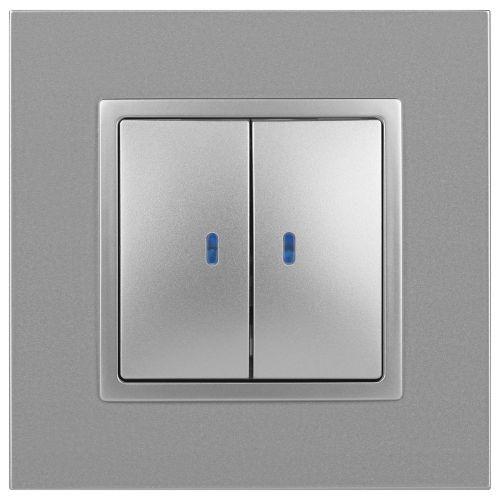 Выключатель 2-кл. СП Эра Elegance 14-1105-03 10А IP20 250В 10AX с подсветкой механизм алюм. Эра Б0034239