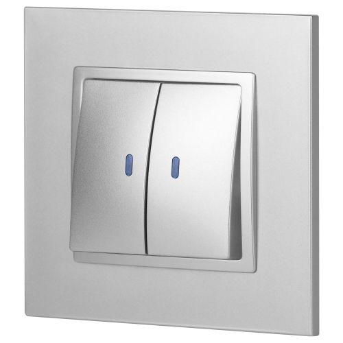 Выключатель 2-кл. СП Эра Elegance 14-1105-03 10А IP20 250В 10AX с подсветкой механизм алюм. Эра Б0034239