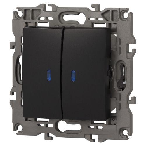 Выключатель 2-кл. СП Эра Elegance 14-1105-05 10А IP20 250В 10AX с подсветкой механизм антрацит Эра Б0034241