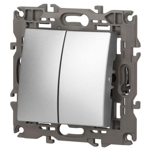 Механизм переключателя 2-кл. СП Эра Elegance 10А IP20 14-1106-03 250В 10AX алюм. Эра Б0034245