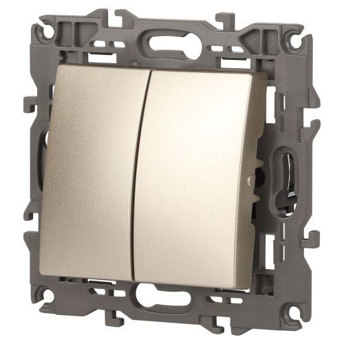 Механизм переключателя 2-кл. СП Эра Elegance 10А IP20 14-1106-04 250В 10AX шампань Эра Б0034246