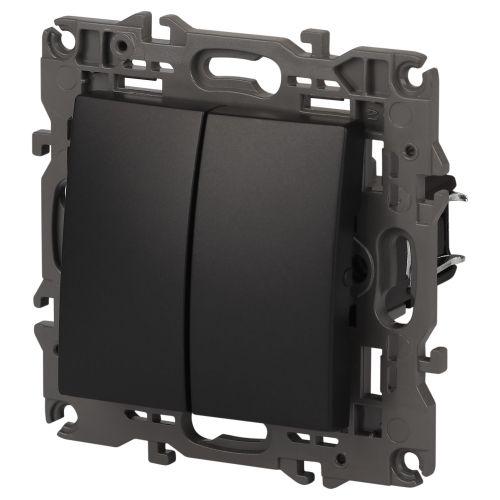 Механизм переключателя 2-кл. СП Эра Elegance 10А IP20 14-1106-05 250В 10AX антрацит Эра Б0034247