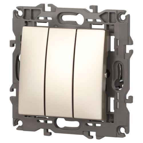 Выключатель 3-кл. СП Эра Elegance 14-1107-04 10А IP20 250В 10AX механизм шампань Эра Б0034253