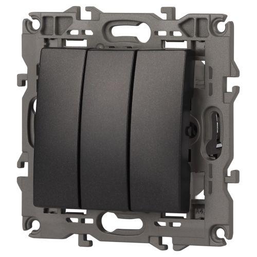 Выключатель 3-кл. СП Эра Elegance 14-1107-05 10А IP20 250В 10AX механизм антрацит Эра Б0034254