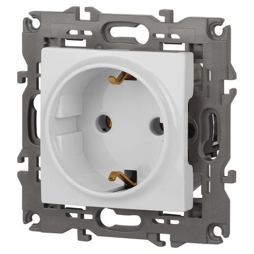 Розетка 1-м СП Эра Elegance 14-2101-01 16А IP20 16AX 250В 2P+E Schuko бел. Эра Б0034264