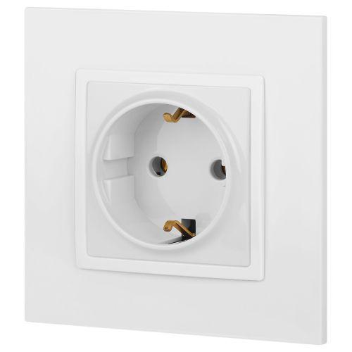 Розетка 1-м СП Эра Elegance 14-2101-01 16А IP20 16AX 250В 2P+E Schuko бел. Эра Б0034264