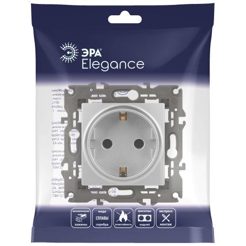 Розетка 1-м СП Эра Elegance 14-2101-03 16А IP20 16AX 250В 2P+E Schuko алюм. Эра Б0034266