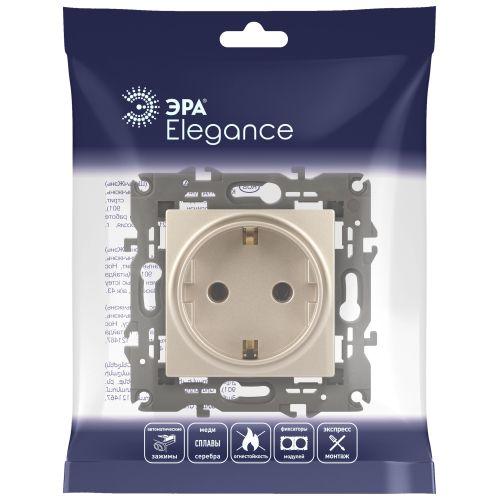 Розетка 1-м СП Эра Elegance 14-2101-04 16А IP20 16AX 250В 2P+E Schuko шампань Эра Б0034268